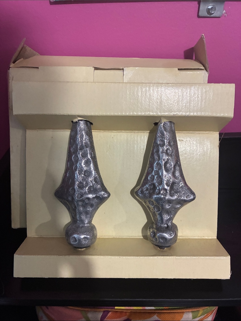 NWT Pier 1 Silver Textured Curtain Finials- Pair